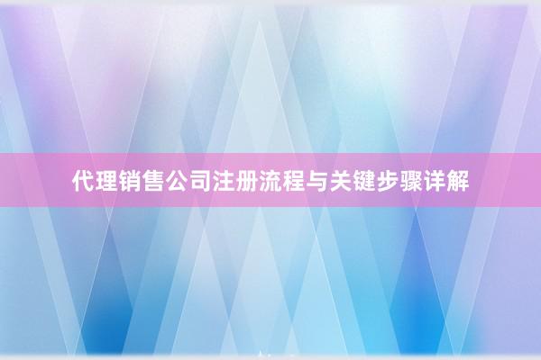 代理销售公司注册流程与关键步骤详解